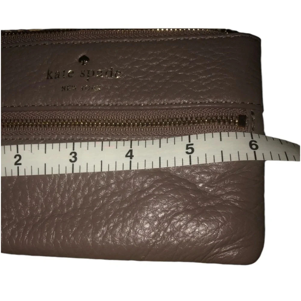 Kate Spade  taupe card case ,wristlet  or wallet outside zip pocket
